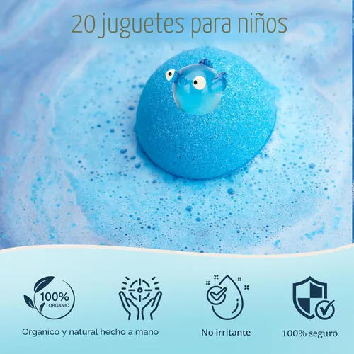 Miniatura 7 de Paquete de 20 bombas de baño para niños con sorpresa en el interior, juguetes de baño de burbujas, set de bombas de baño orgánicas naturales