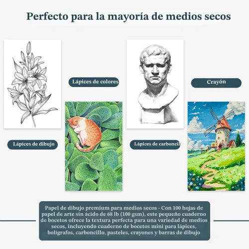Miniatura 8 de Cuaderno de bocetos pequeño de 5.5 x 8.5 pulgadas, paquete de 2 mini blocs de bocetos en espiral superior, tapa dura pequeña, 100 hojas cada una