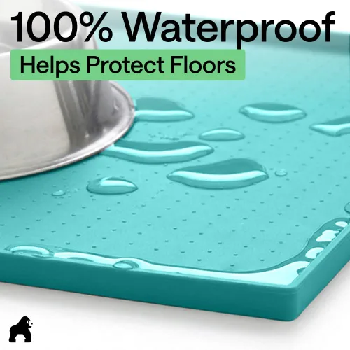 Miniatura 4 de Gorilla Grip - Tapete de 100% silicona impermeable con borde elevado, sin BPA, para alimentación de mascotas, contiene derrames, protege el piso