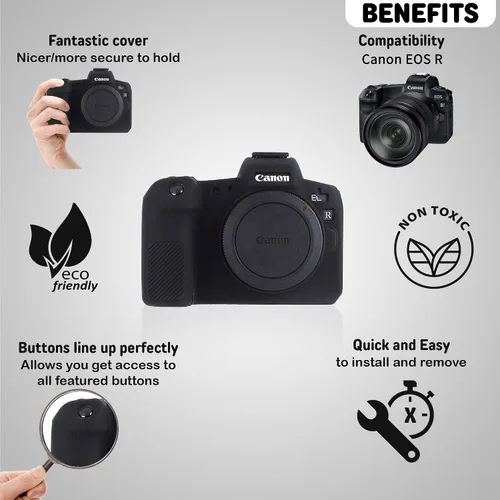 Miniatura 2 de Funda de cámara para Canon EOS R - Funda protectora de silicona DSLR, jaula desmontable, a prueba de golpes, a prueba de polvo (negro)