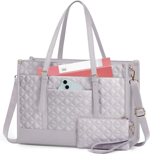 Miniatura 11 de IGOLUMON Bolsa para Laptop para Mujeres de 15.6 Pulgadas de Cuero Vegano Bolsa de Trabajo Tipo Tote Acolchada Maletín para Mujeres Bolsas de Laptop
