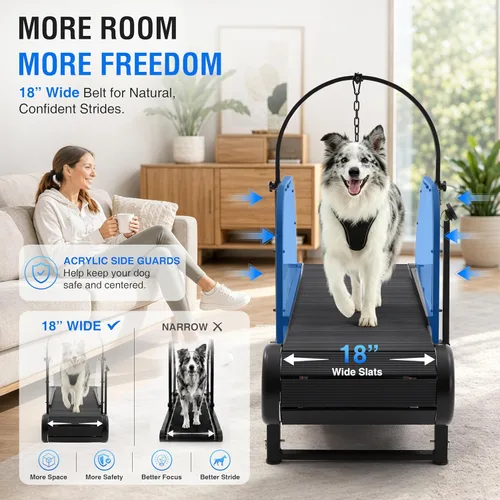 Miniatura 5 de Cinta de correr para perros grandes no motorizada con podómetro, caminadora ancha para correr, autoalimentada con freno, inclinación de 5 niveles