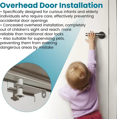 Miniatura 5 de Cerradura superior de puerta de seguridad para niños evita que los niños y mascotas abran la puerta, cerradura de puerta superior para puertas