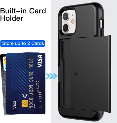 Miniatura 3 de JETech Funda tipo cartera para iPhone 12/12 Pro de 6.1 pulgadas con tarjetero, cubierta protectora a prueba de golpes de doble capa, ranura oculta