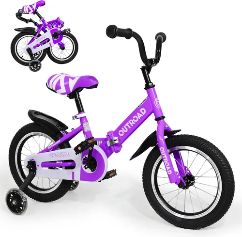 Miniatura 14 de Outroad - Bicicleta infantil para niños y niñas de 3 a 9 años, bicicleta para niños de 14, 16 y 18 pulgadas, con ruedas de entrenamiento, bicicletas