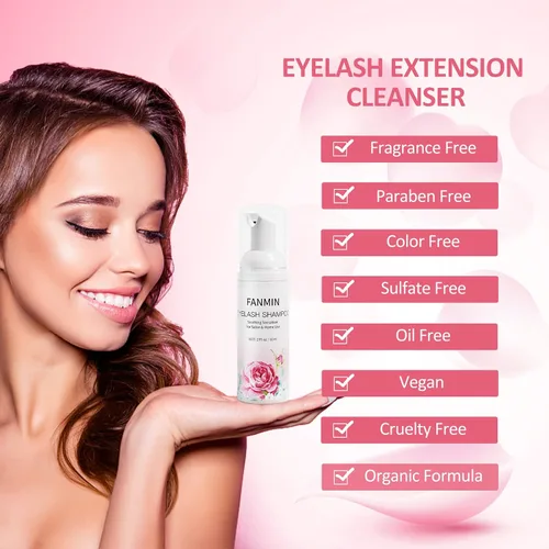 Miniatura 4 de Limpiador de extensiones de pestañas de 2.3 fl oz + varita de rímel + cepillo limpiador espumoso de párpados, lavado de pestañas y baño de pestañas