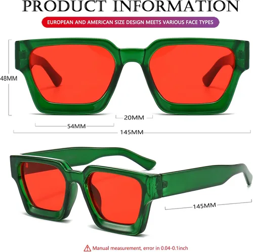 Miniatura 102 de AIEYEZO Gafas de sol cuadradas para mujeres y hombres, gafas de sol cuadradas con montura gruesa, estilo de diseñador simple