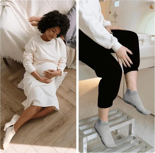 Miniatura 6 de Hstyle 6 pares de calcetines de yoga con agarres para mujeres y hombres, ideales para ballet, entrenamiento descalzo, calcetines antideslizantes