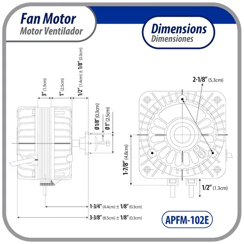 Miniatura 2 de Appli Parts APFM-102E - Motor de condensador y evaporador de refrigeración de 10 W, 220 V, 60 Hz, 0,35 A, 1300 rpm, incluye base y ventilador