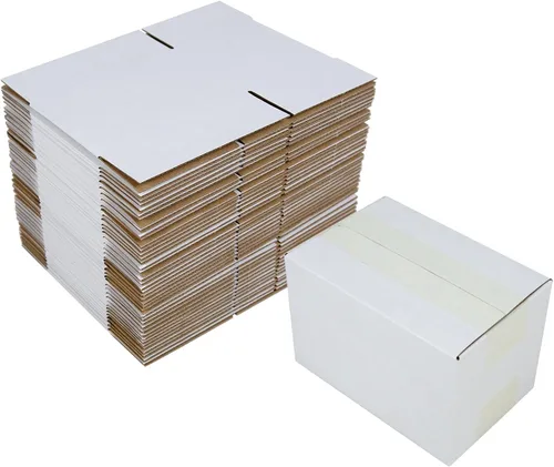Miniatura 10 de Cajas de envío de 4 x 4 x 4 pulgadas, juego de 40, caja de cartón corrugado blanca para envío postal de documentación para pequeñas empresas Blanco