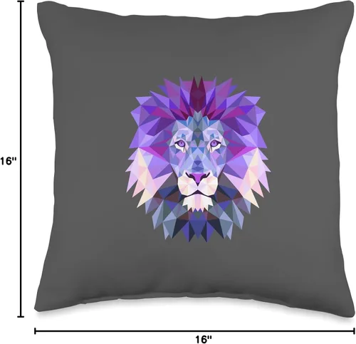 Miniatura 4 de löwe in purple Lion Zodiac Astroface - Almohada de polígono OM con ojo de chakra morado, 16 x 16 pulgadas, multicolor