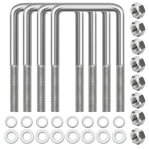 Miniatura 9 de 4 juegos de pernos en U cuadrados de acero inoxidable 304, pernos en U de 3 pulgadas de ancho, 1/2" D x 3-1/16" W x 4-5/16" L pernos en U