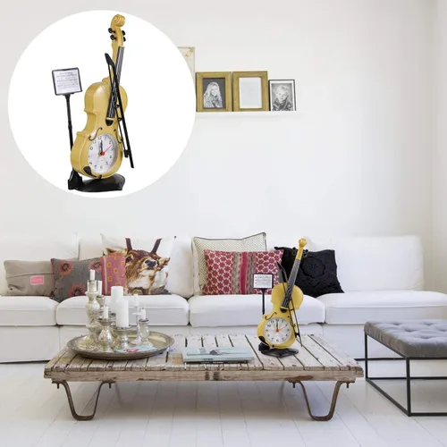 Miniatura 8 de BESPORTBLE Reloj despertador de violín electrónico con forma de violín para dormitorio, sala de estar, hogar D Cor y decoración de mesa de oficina