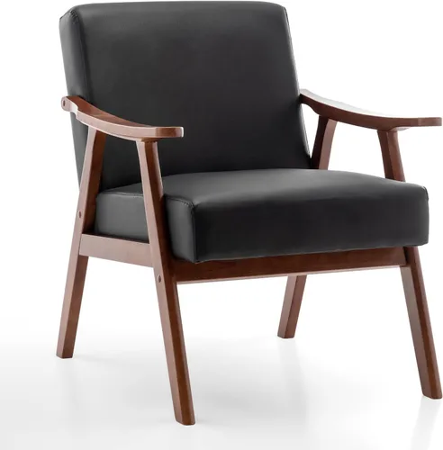 Miniatura 11 de Rovibek Silla decorativa tapizada con brazos, sillas decorativas modernas de mediados de siglo con marco de madera, sillas tapizadas con espuma