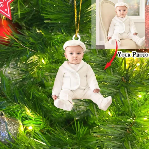 Miniatura 2 de LOVELYPOD Adorno de foto personalizado,Árbol de adorno de Navidad personalizado, Adorno de forma plana 2D de foto personalizada, Foto personalizada