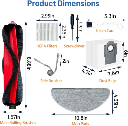 Miniatura 3 de Piezas de repuesto FKDJNIC Q7 M5 Plus para Roborock Q7 M5+, Kit de accesorios para robot aspirador de la serie Q7 L5+, 1 cepillo rodillo principal