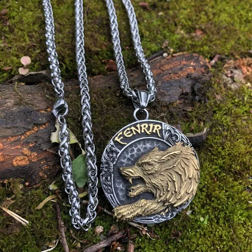 Miniatura 2 de GuoShuang Collar vikingo nórdico de Odin Wolf para hombres, regalo vikingo, acero inoxidable, colgante vikingo, Acero inoxidable, No es una piedra