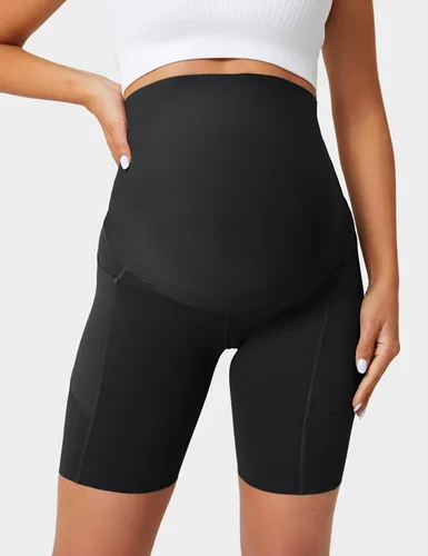 Miniatura 2 de Buttergene Pantalones cortos de maternidad de 8 pulgadas, pantalones cortos de maternidad sobre el vientre, pantalones cortos deportivos