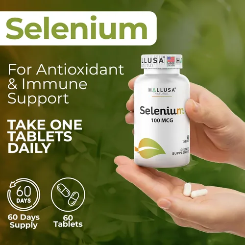 Miniatura 4 de Hallusa Natural Selenio 60 Tabletas, Antioxidante y Apoyo Inmunológico, Salud del Corazón - Suministro para 60 Días