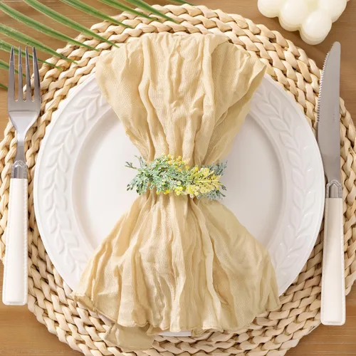 Miniatura 20 de Socomi Servilletas de Gasa Rosa para Otoño y Acción de Gracias, Tela de Queso, Conjunto de 10 Servilletas Lavables de Boho para Cena, Ideales