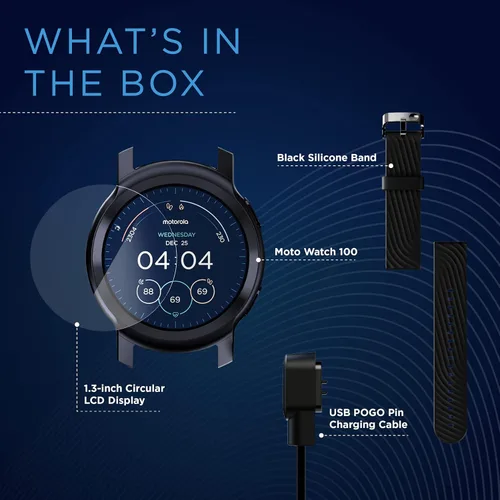 Miniatura 7 de Motorola Reloj inteligente Moto Watch 100 - Reloj inteligente de 1654in con GPS para hombres y mujeres batería de hasta 14 días frecuencia cardíaca