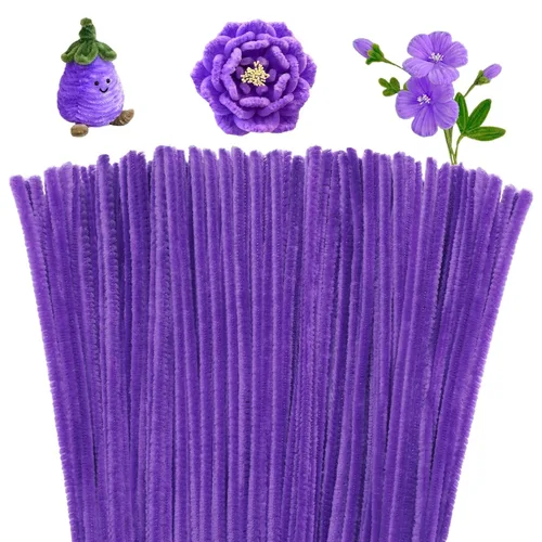 Miniatura 15 de Giwrmu 100 piezas de tallos de felpilla para limpiar tubos, color verde militar, suministros de manualidades para el día de la madre, creativos