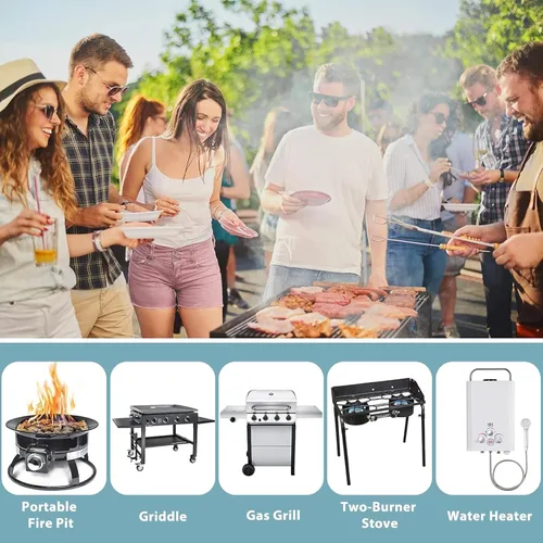 Miniatura 5 de SHINESTAR Regulador y Manguera Universal para Parrilla de Gas de 3.5 Pies con Manómetro, Repuesto para Calentador de Patio, Weber, Charbroil