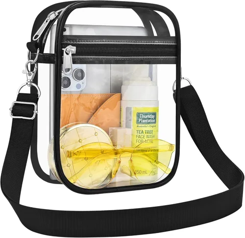 Bolso transparente Slumou para eventos en estadios - Bolso pequeño, mini bolsos de mensajero para fanáticos de deportes para conciertos, trabajo,