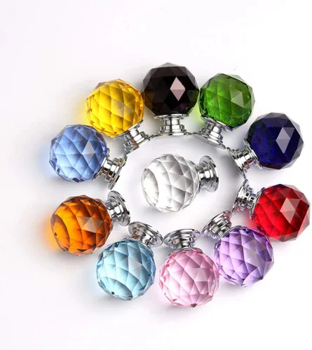Miniatura 6 de 12 pomos de cristal de forma redonda de 1.18 pulgadas con tornillos, perilla de cajón para tirar, utilizada para cocina, tocador, puerta, armario