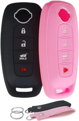 Funda de silicona para llavero con control remoto sin llave, compatible con Nissan Pathfinder Rogue 2023 2024 - 4 botones para maletero de automóvil