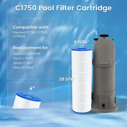 Miniatura 2 de Future Way Cartucho de filtro de piscina C1750 de repuesto para Hayward C1750, reemplazo para Hayward CX1750RE, Pleatco PA175, Unicel C-8417, Filbur