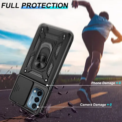 Miniatura 4 de ATUMP Funda para OnePlus Nord N200 5G con protector de pantalla HD con cubierta para cámara deslizante, soporte de anillo de rotación de 360°