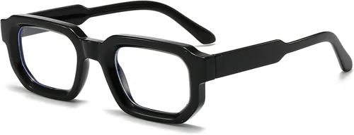 LJCZKA Lentes cuadrados con bloqueo de luz azul para hombres y mujeres, anteojos gruesos para computadora, antifatiga ocular para leer mensajes de