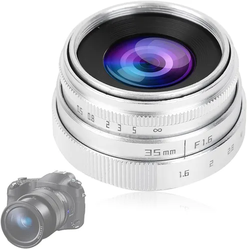 Miniatura 5 de Lente de cámara 1.378 in F1.6 CCTV C Mount enfoque manual Lente de apertura grande para lente M4/3 Fx Moun Arte y fotografía de belleza (plata)