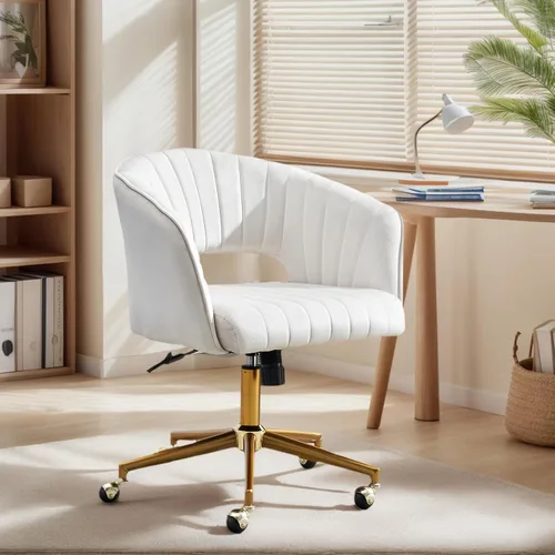 ECHINGLE Silla de escritorio de oficina en casa, tapizada de terciopelo, moderna y cómoda, silla de oficina para mujer, ergonómica, ajustable,