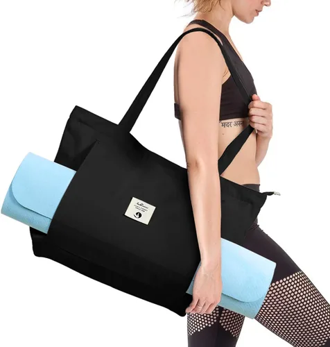 Miniatura 2 de Bolsas de yoga WLLWOO WLLWOO para mujeres con porta-mats de yoga, bolsa de lona para llevar, para pilates, para el hombro, para viajes, oficina