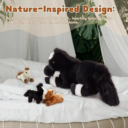 Miniatura 6 de MaoGoLan Mono gigante de peluche con bebés, juguete de peluche suave con plátano regalo para niños, niñas, niños, mamá y 3 bebés pequeños colgantes