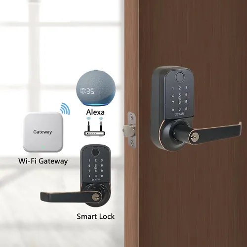 Miniatura 3 de Scyan Cerradura biométrica inteligente X1 - Huella digital y pantalla táctil 5 en 1, bloqueo automático para el hogar, la oficina y Airbnb (aceitado)