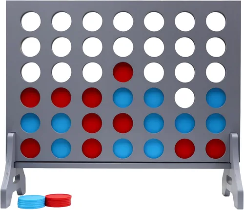Miniatura 76 de Juego gigante 4 en una fila para familia y adultos – Tailgating Pros Jumbo de madera gris cuatro en una fila juego de patio para interiores