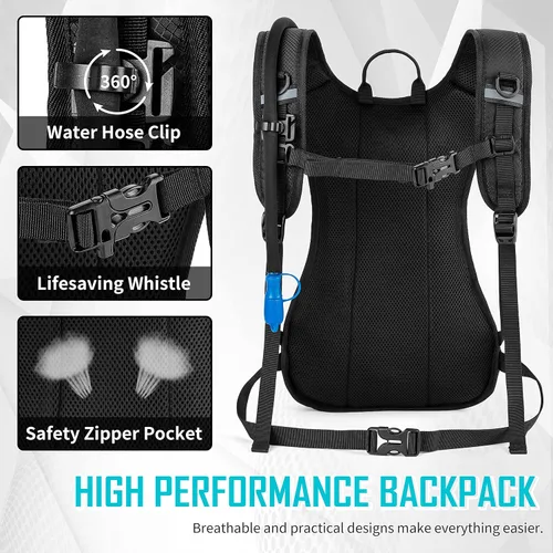 Miniatura 5 de MIRACOL Mochila de hidratación para senderismo con bolsa de agua a prueba de fugas de 2 litros, bolsa de agua ligera aislada para hombres y mujeres