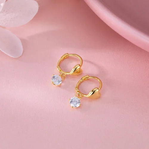 Miniatura 5 de SLUYNZ Aretes de aro de plata de ley con forma de corazón pequeño para mujer