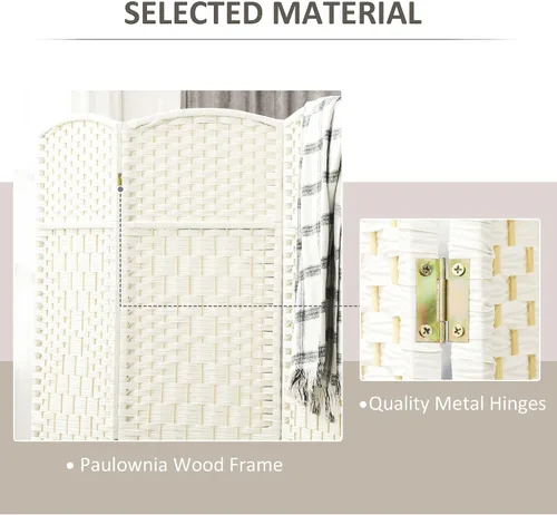 Miniatura 6 de 4Panel 6ft Wood Folding Privacy Room Divider Freestanding White Premium Wood Finish Easy Adjustability Spacious Configuration