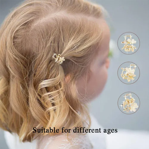 Miniatura 7 de Pinzas pequeñas para el cabello, pinzas de pelo con diamantes de imitación de ópalo, cristales de agarre para cabello grueso, fino, largo o corto