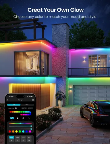 Miniatura 9 de Lepro SW1 AI - Tira de luces LED inteligentes para exteriores, tiras de luz RGBCW impermeables IP65 de 32.8 pies, 2700K-5700K blanco cálido