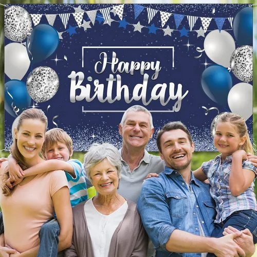 Miniatura 6 de Tatuo Decoraciones de Feliz Cumpleaños Telón de Fondo Pancarta, Cartel de Fondo de Cumpleaños con Purpurina Suministros de Fiesta Fondo de Fotos