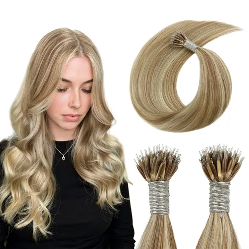 Miniatura 51 de ABH AMAZINGBEAUTY HAIR Extensiones de cabello rizado liso para mujeres negras con punta en I, cabello humano, punta en I, Remy, 50 mechones, punta