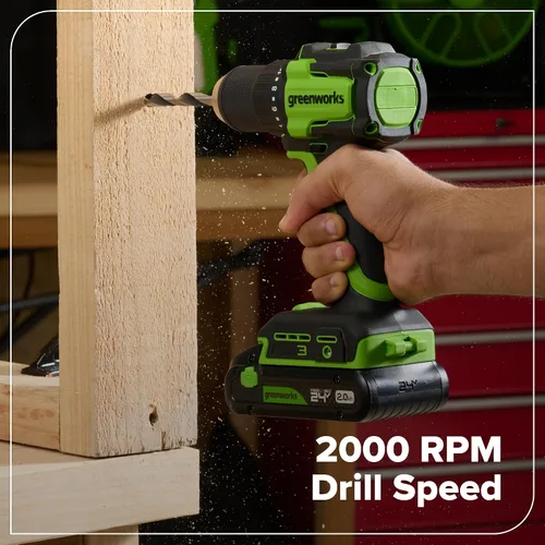 Miniatura 11 de Greenworks - Taladro inalámbrico sin escobillas de 24 V, 400 pulgadas-libras más combo de destornillador de 1950pulgadas-libras, alto par, ligero