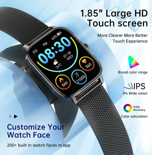 Miniatura 6 de Reloj inteligente para hombre y mujer Fitness: hacer respuesta llamar relojes digitales impermeables para hombre podómetro de carrera reloj