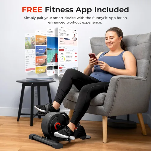 Miniatura 3 de Sunny Health & Fitness 2-in-1 Smart Magnetic Pedal Exerciser, Compact Indoor Under-Desk Mini Exercise Bike for Full Body Cardio Workout and Physical