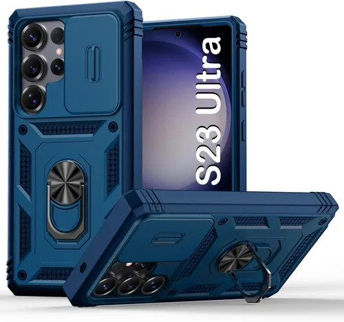 Miniatura 62 de PASNEW Funda para Samsung Galaxy S22 Ultra 5G, cubierta de cámara deslizante y soporte de dedo de metal giratorio de 360°, militar, resistente, a